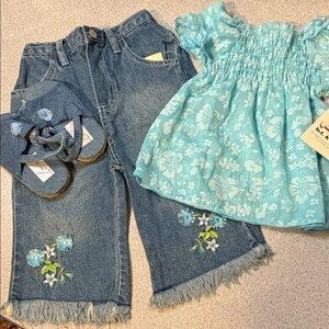 Kids Denim and Floral Matching Set